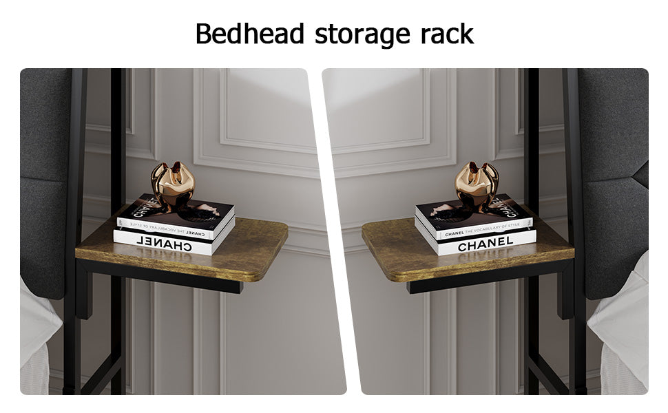 [variant:W5658P486993] Queen Metal Platform Bed with Storage Headboard & Charging Station image 6
