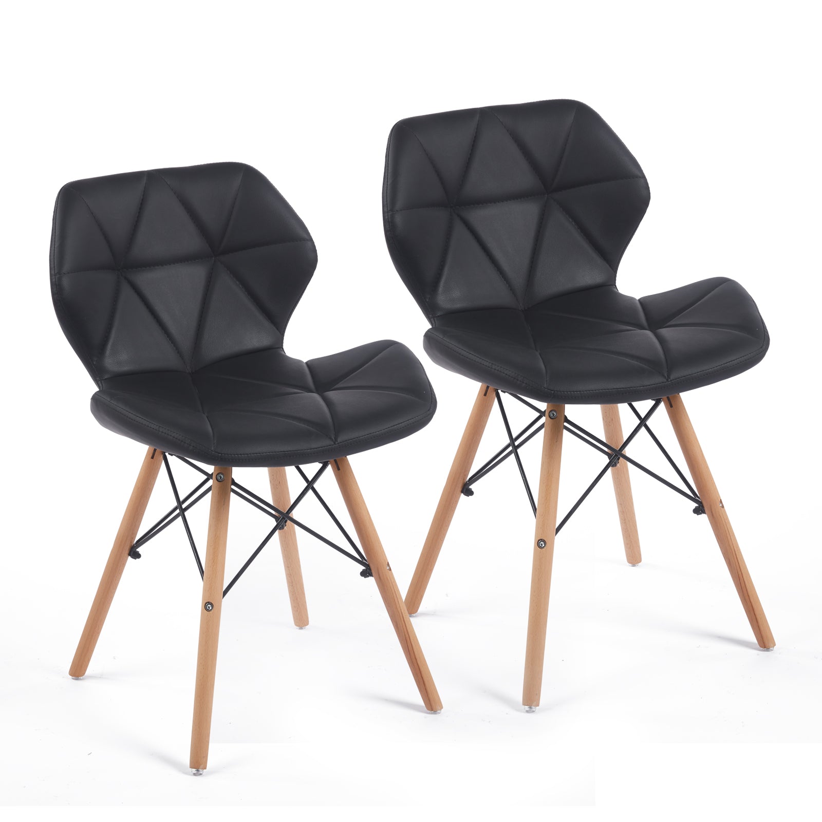 Set of 2 Modern PU Leather Dining Chairs — [variant:W3738P431268] Black image 5
