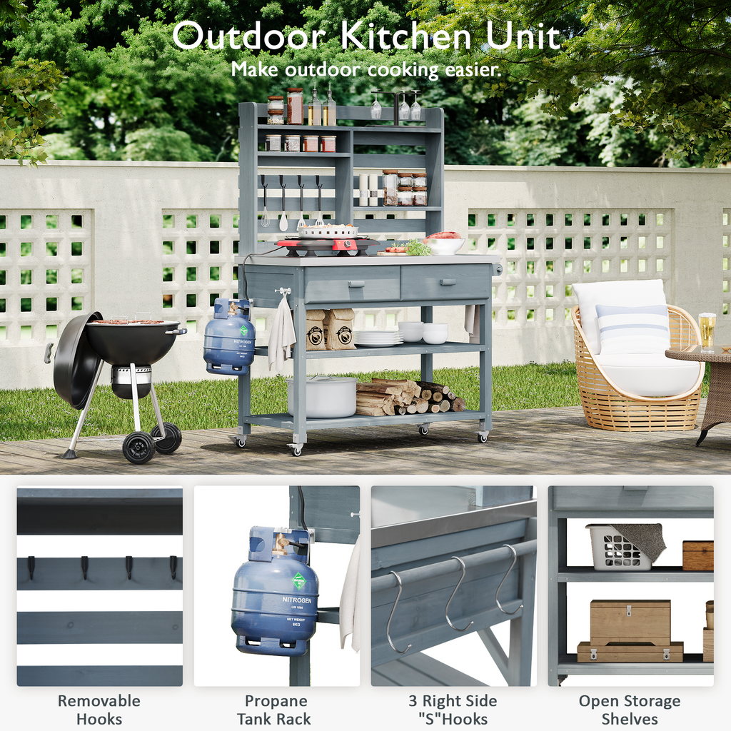 [variant:N853P386121G] Rolling Outdoor Potting Bench with Stainless Steel Top image 32
