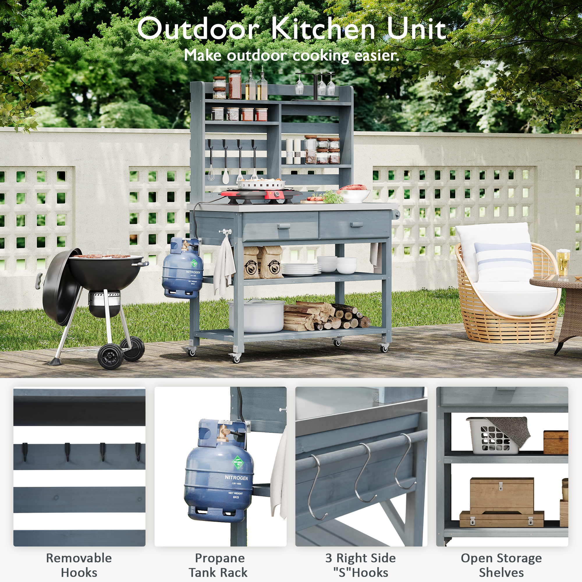 [variant:N853P386121G] Rolling Outdoor Potting Bench with Stainless Steel Top image 32