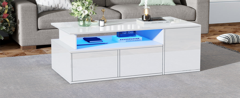 [variant:N892P428788W] High-Gloss LED Coffee Table with Open Storage image 59