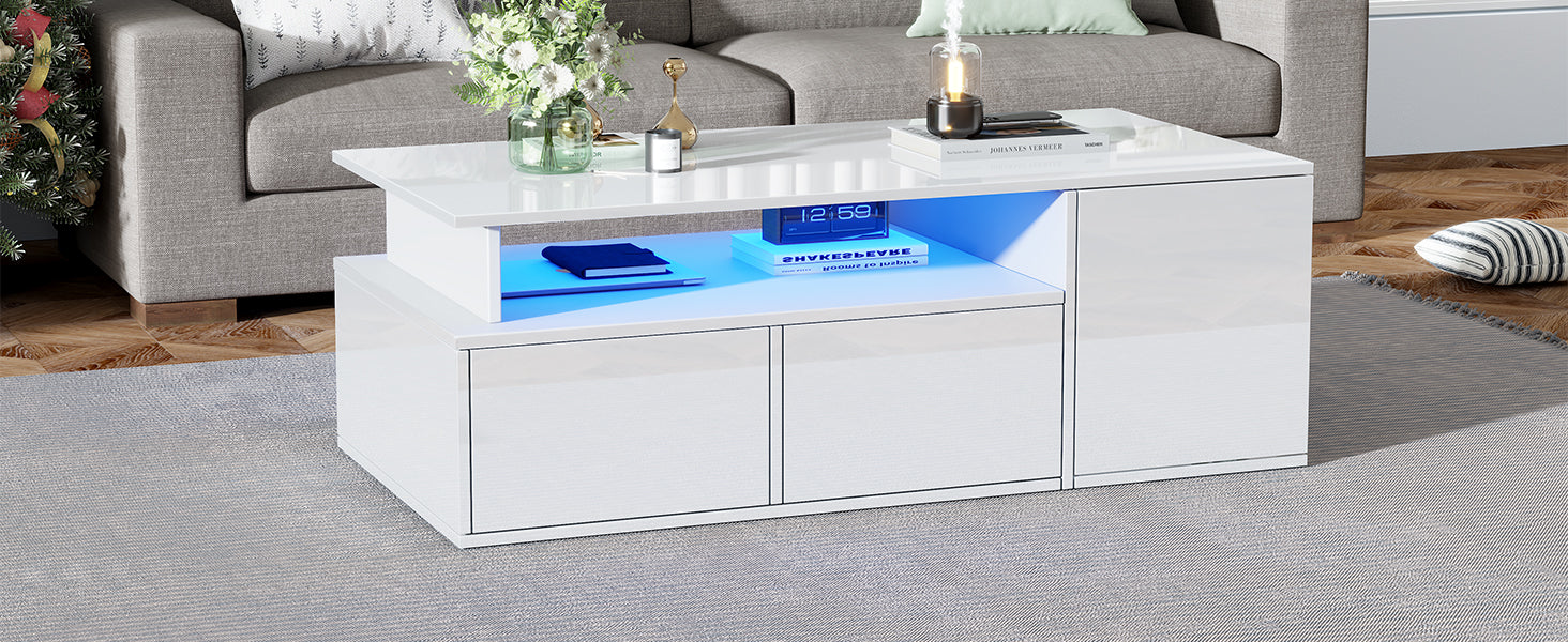 [variant:N892P428788W] High-Gloss LED Coffee Table with Open Storage image 59