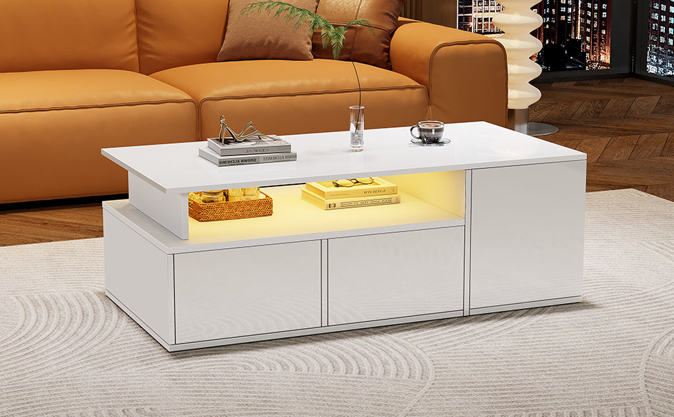 [variant:N892P428788W] High-Gloss LED Coffee Table with Open Storage image 65