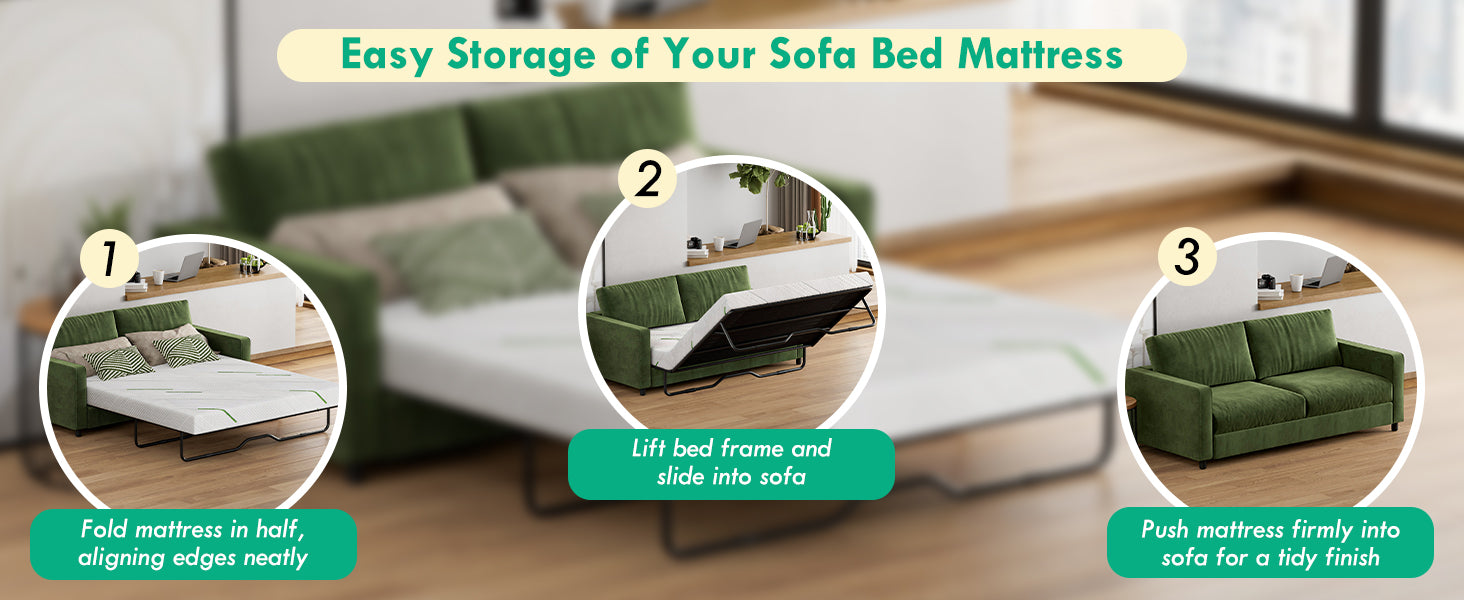 [variant:W3686P477347] Queen Memory Foam Sofa Bed Mattress – 3-Inch, White image 15