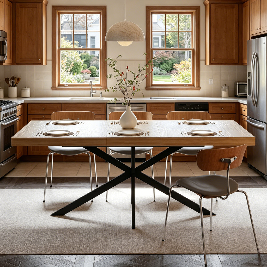 Extendable Dining Table with Hidden Storage – 55–71 Inch — [variant:W3679P437341] Natural image 3