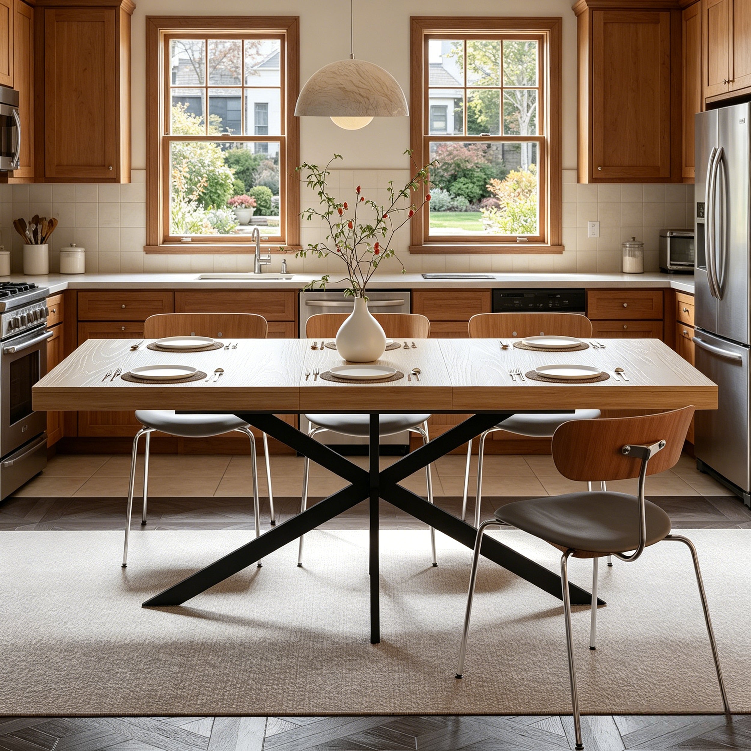 Extendable Dining Table with Hidden Storage – 55–71 Inch — [variant:W3679P437341] Natural image 3