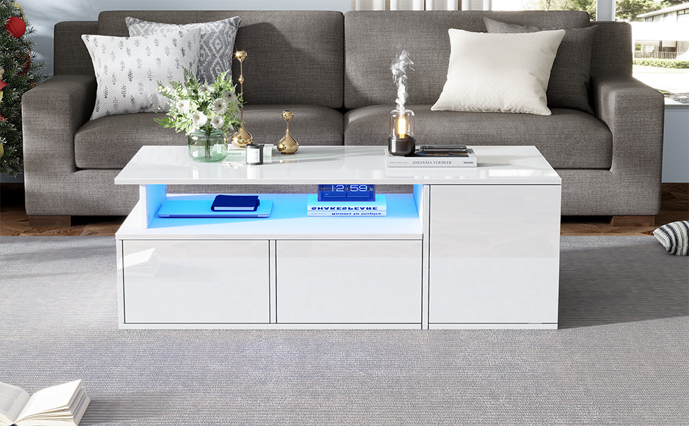 [variant:N892P428788W] High-Gloss LED Coffee Table with Open Storage image 64
