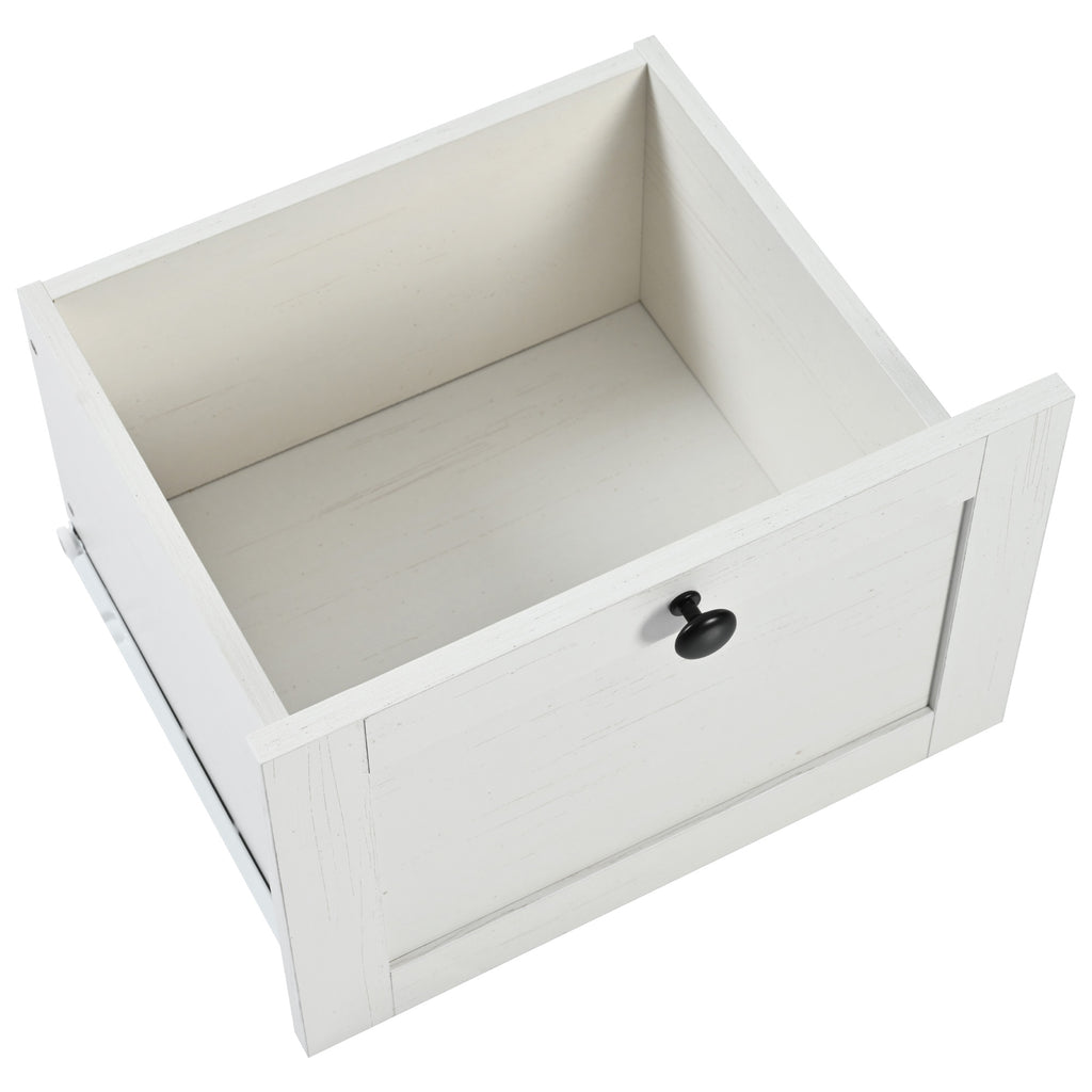 [variant:N853P379579W] Farmhouse Rolling Kitchen Island with Drop Leaf – White, 54.5-Inch image 4