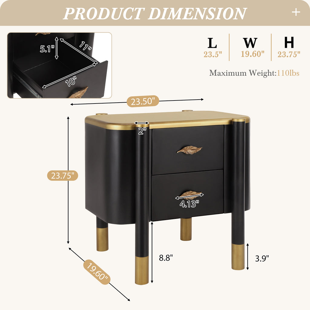 [variant:N856P406687B] Curved 2-Drawer Nightstand with Feather Handles image 3