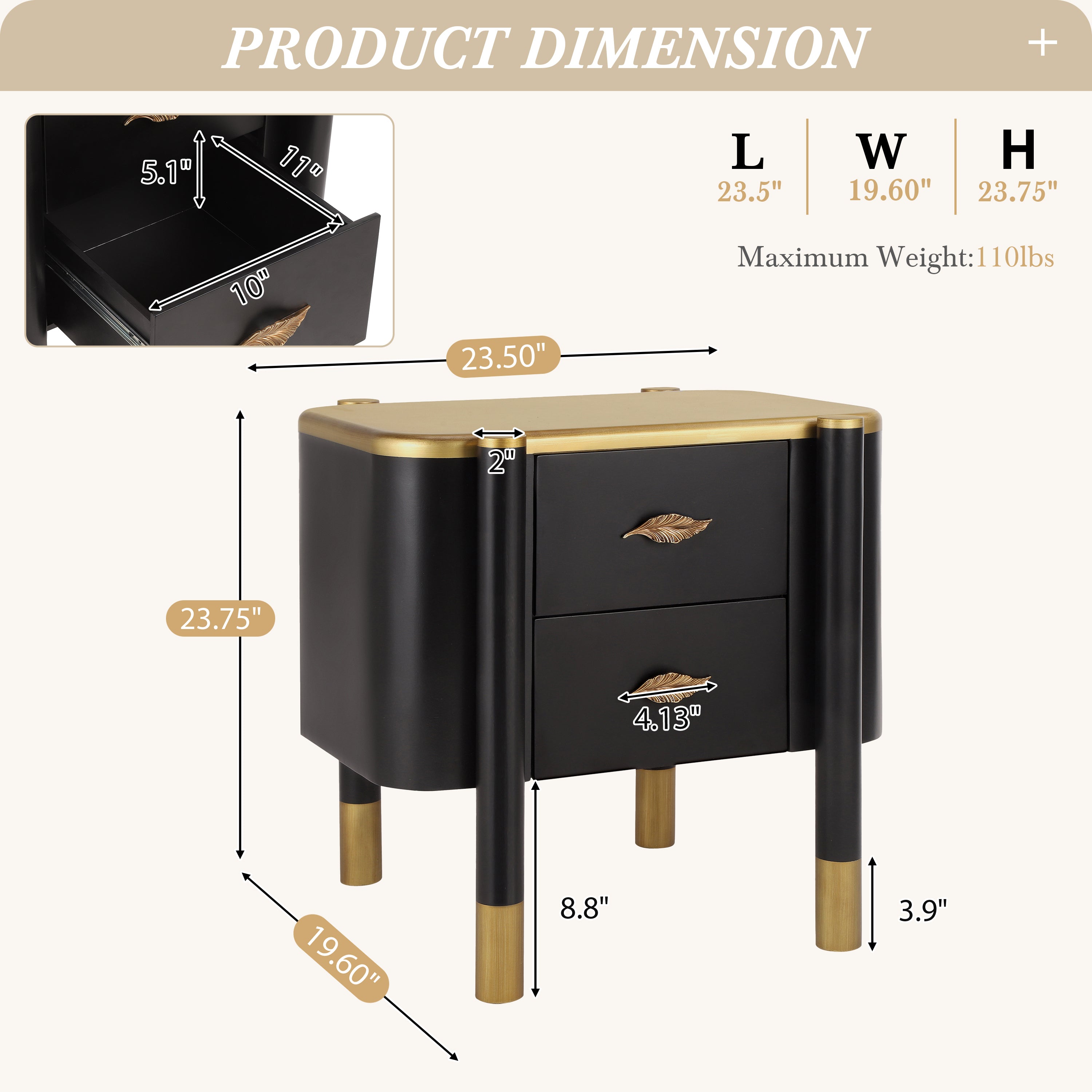 [variant:N856P406687B] Curved 2-Drawer Nightstand with Feather Handles image 3