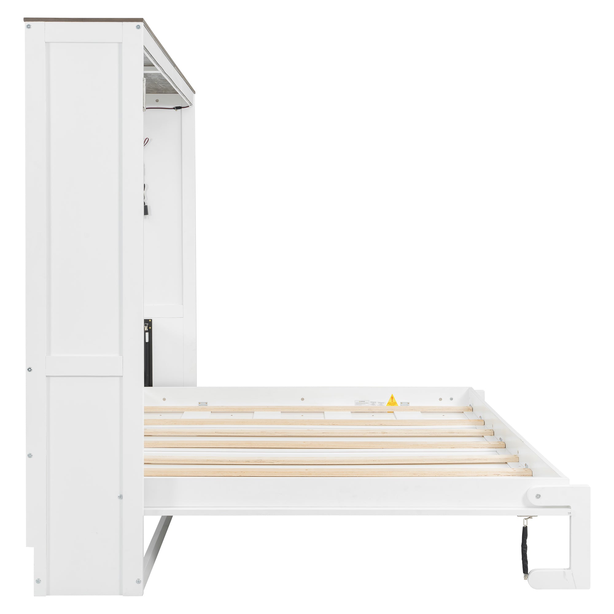 [variant:N8470004035K-1] Queen LED Murphy Bed Cabinet – White and Brown image 12