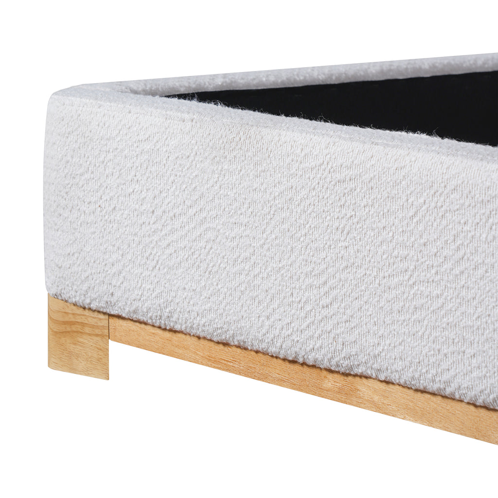 [variant:N859K000012W] King Bouclé Platform Bed with Curved Headboard – White image 16