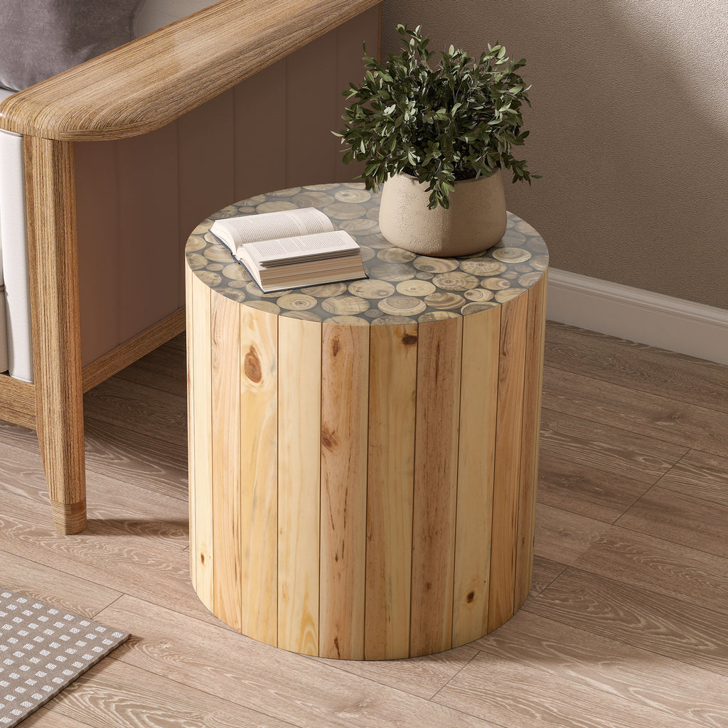 [variant:N876P386380B] Round Beige-Brown End Table image 6
