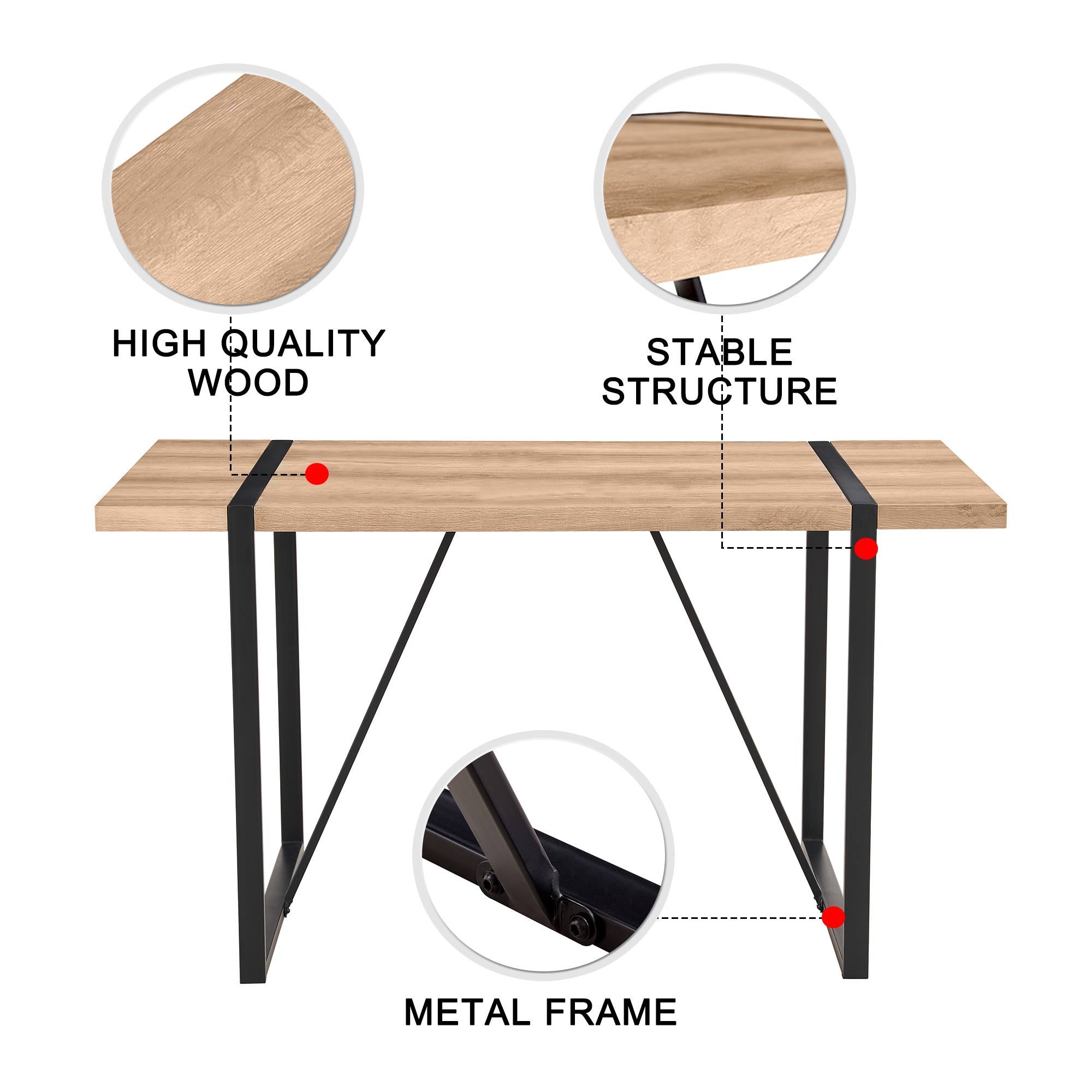 [variant:W3806P405273] Wood-Grain Dining Table – 55-Inch image 6