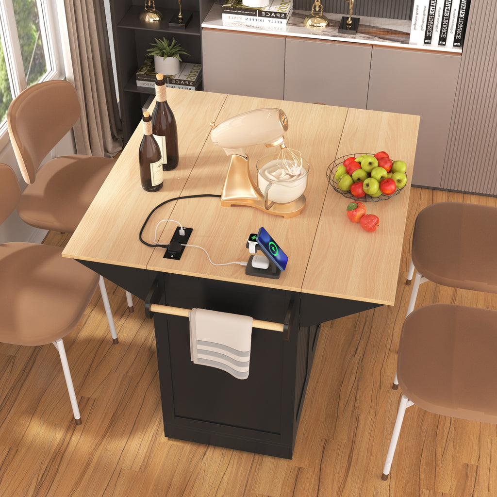 [variant:N853S000006B] Dual-Drop-Leaf Rolling Kitchen Island – Black, 55.75-Inch image 19