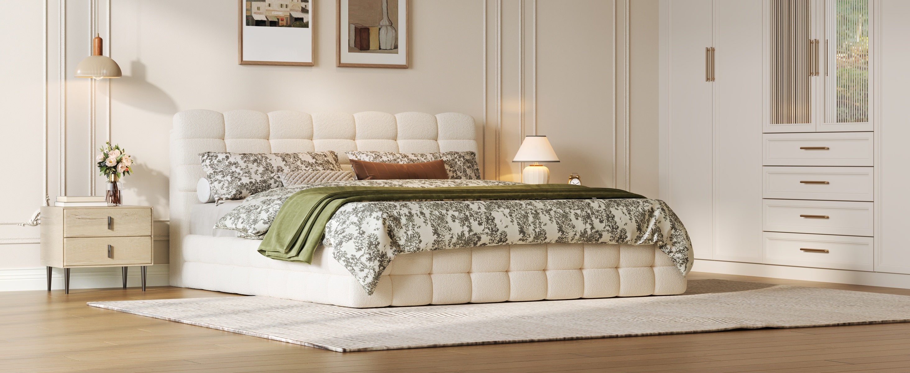 [variant:HS451572AAK] Queen Hydraulic Lift Storage Bed – Cream White image 22