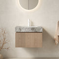 [variant:W6063S00044] Wall-Mounted Bathroom Vanity with Sintered Stone Top – 24-Inch, 1-Hole – Light Brown,Light Gray image 1