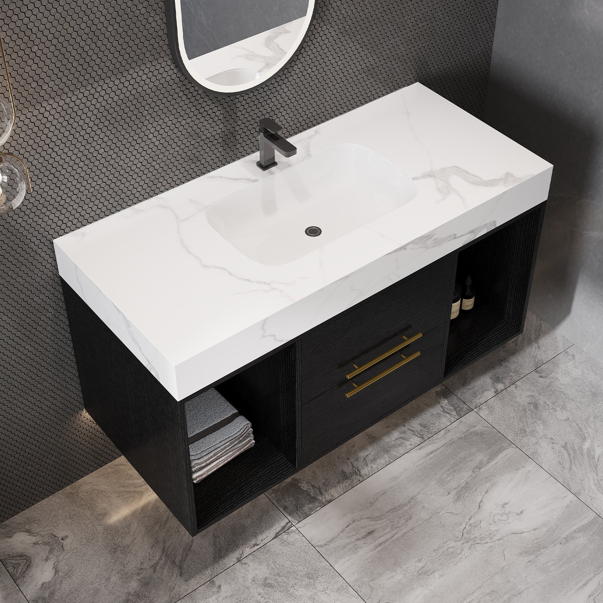 [variant:W5307S00005] Floating Bathroom Vanity with Ceramic Sink – 39.4-Inch image 3