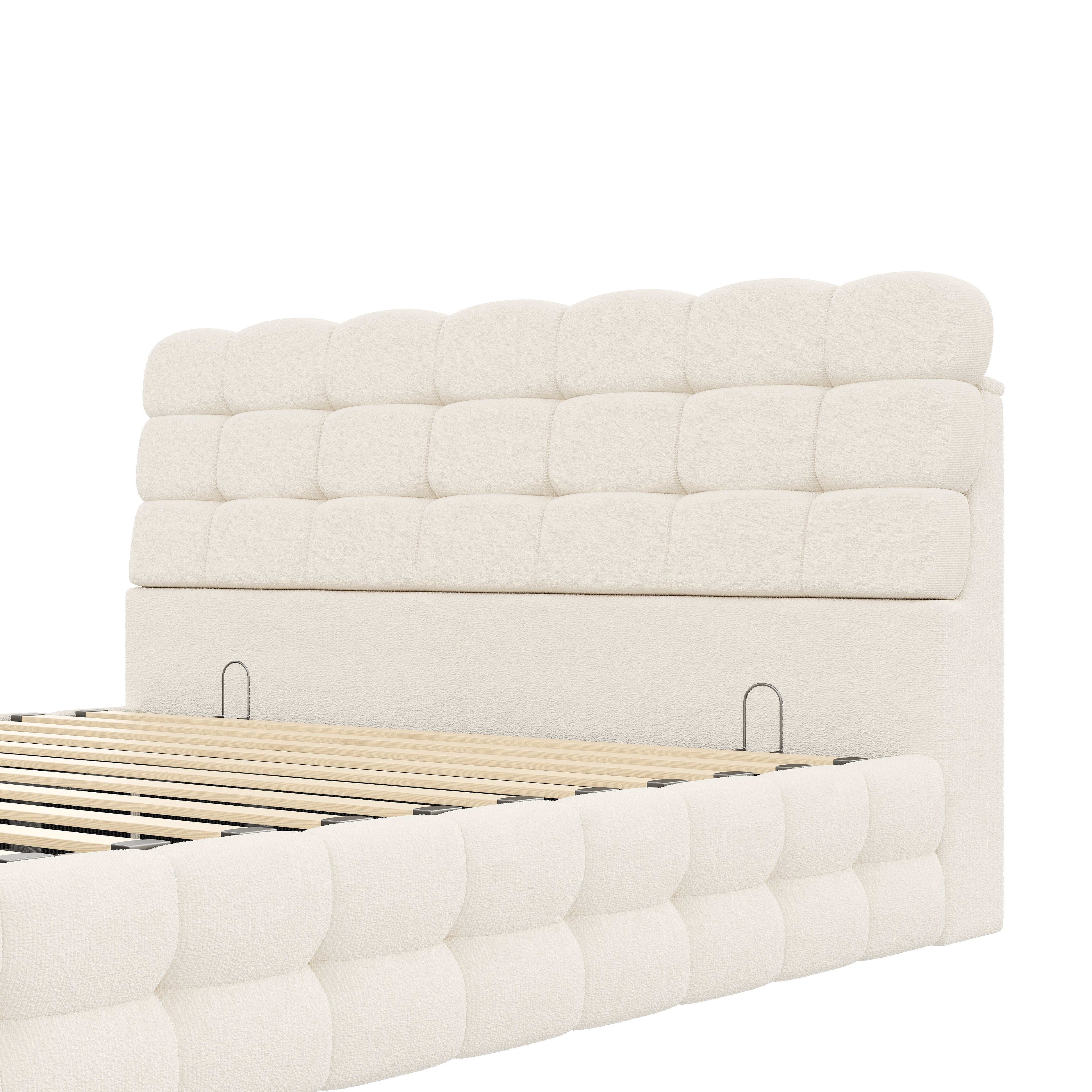 [variant:HS451572AAK] Queen Hydraulic Lift Storage Bed – Cream White image 14