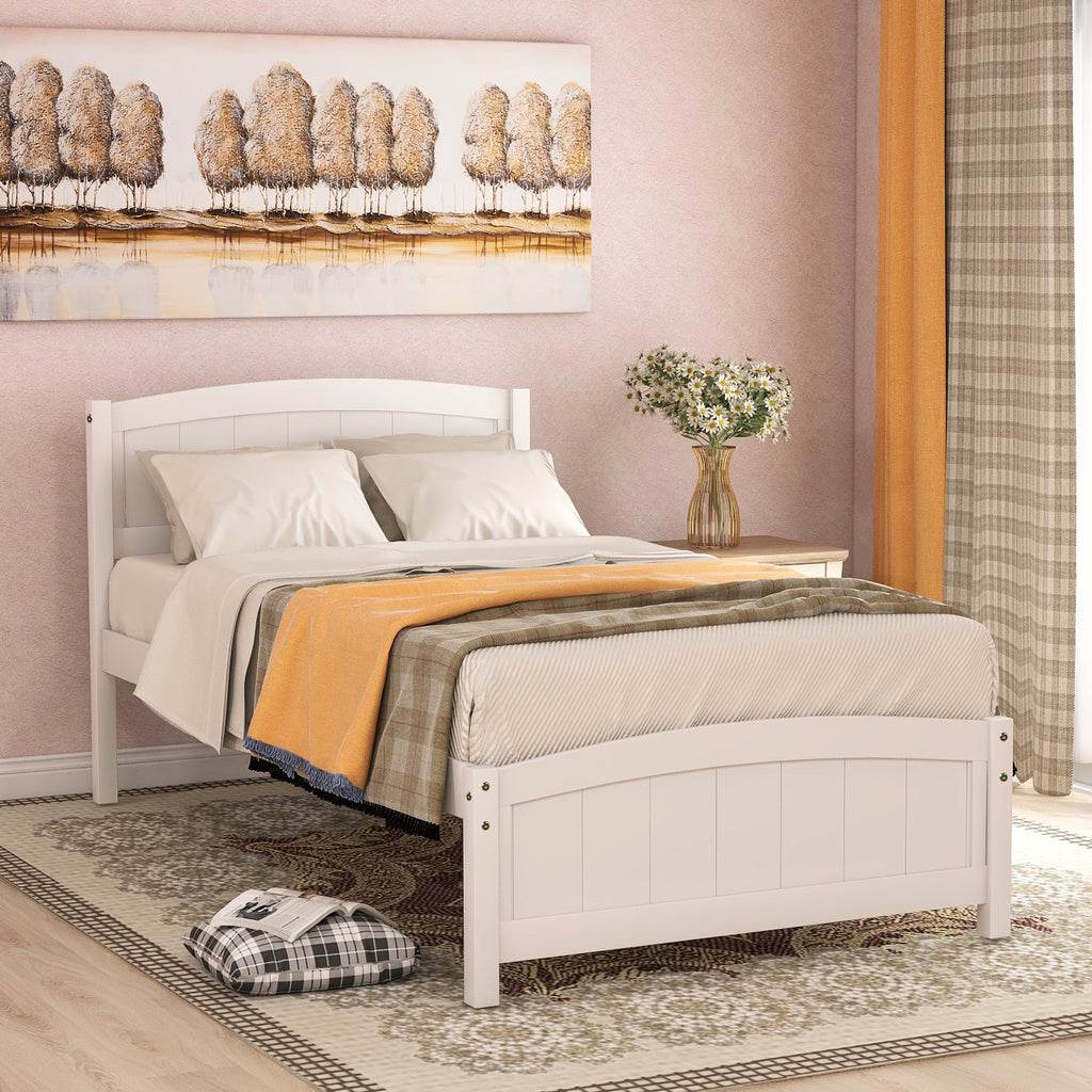 [variant:N850P475815K] Twin Platform Bed with Headboard and Footboard – White image 2