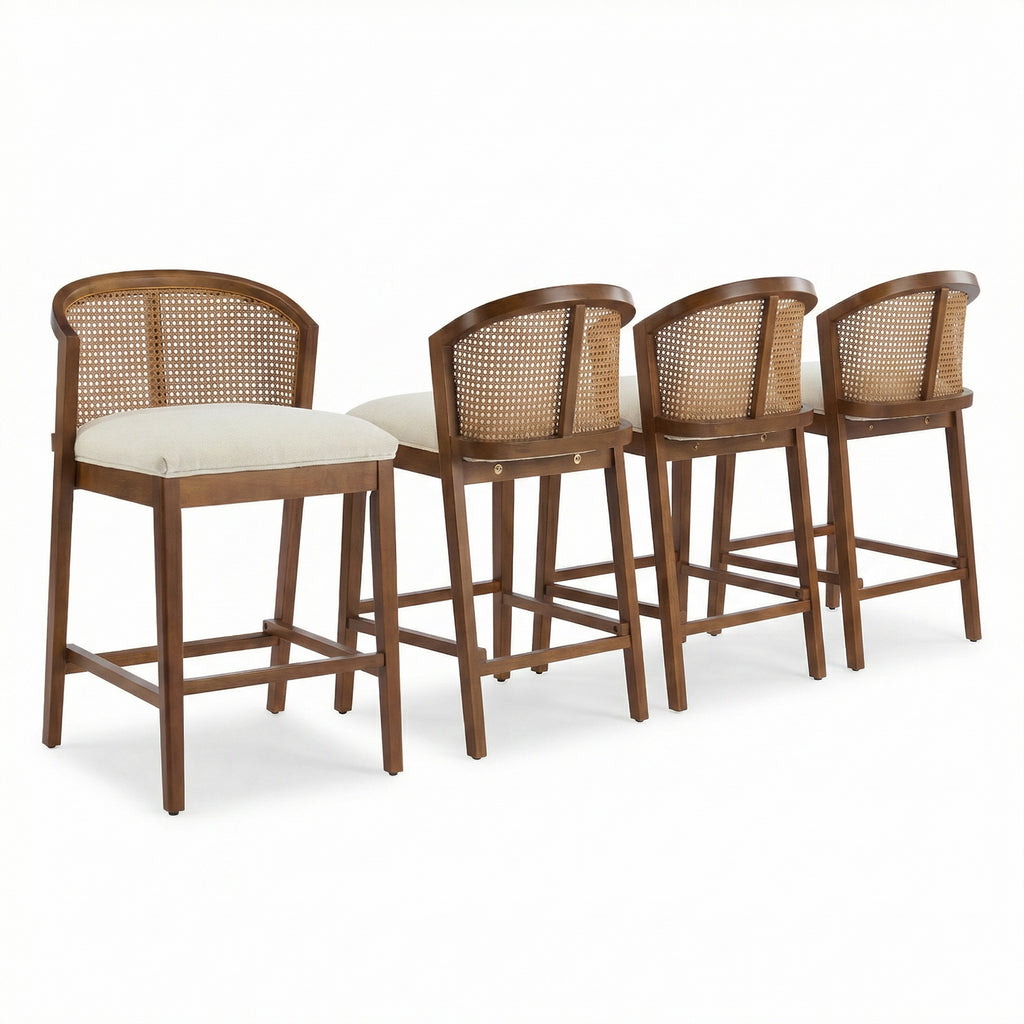 Upholstered Wood Counter Stools – Sets of 2 or 4 — [variant:N897P439502W-S4] Beige,Walnut image 2