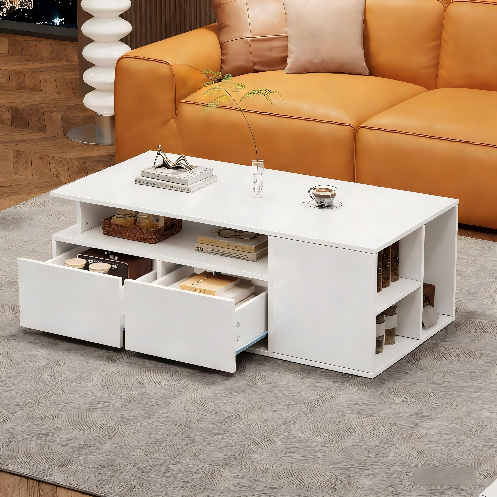 [variant:N892P428788W] High-Gloss LED Coffee Table with Open Storage image 21