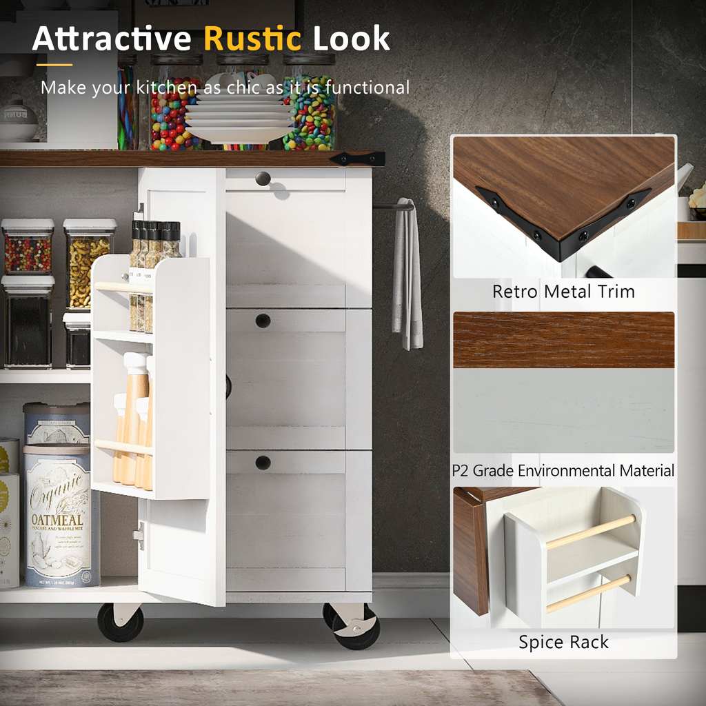[variant:N853P379579W] Farmhouse Rolling Kitchen Island with Drop Leaf – White, 54.5-Inch image 30