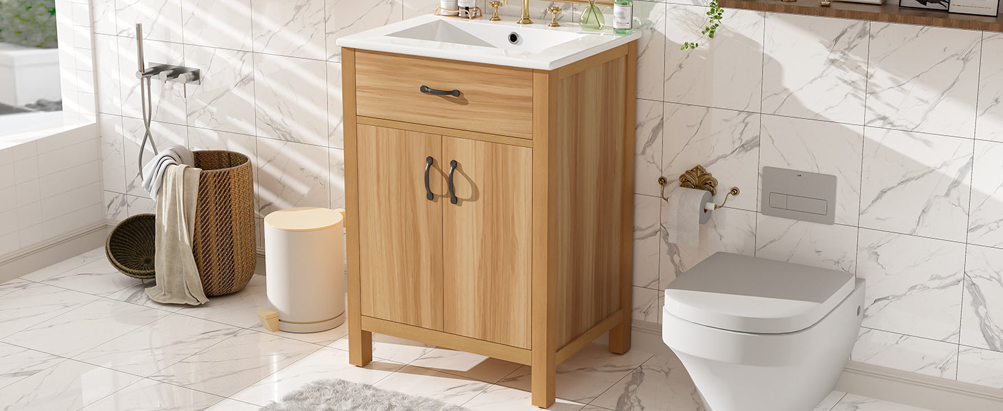 [variant:N848P469792N] Solid Wood Bathroom Vanity with Ceramic Sink – 24-Inch image 26