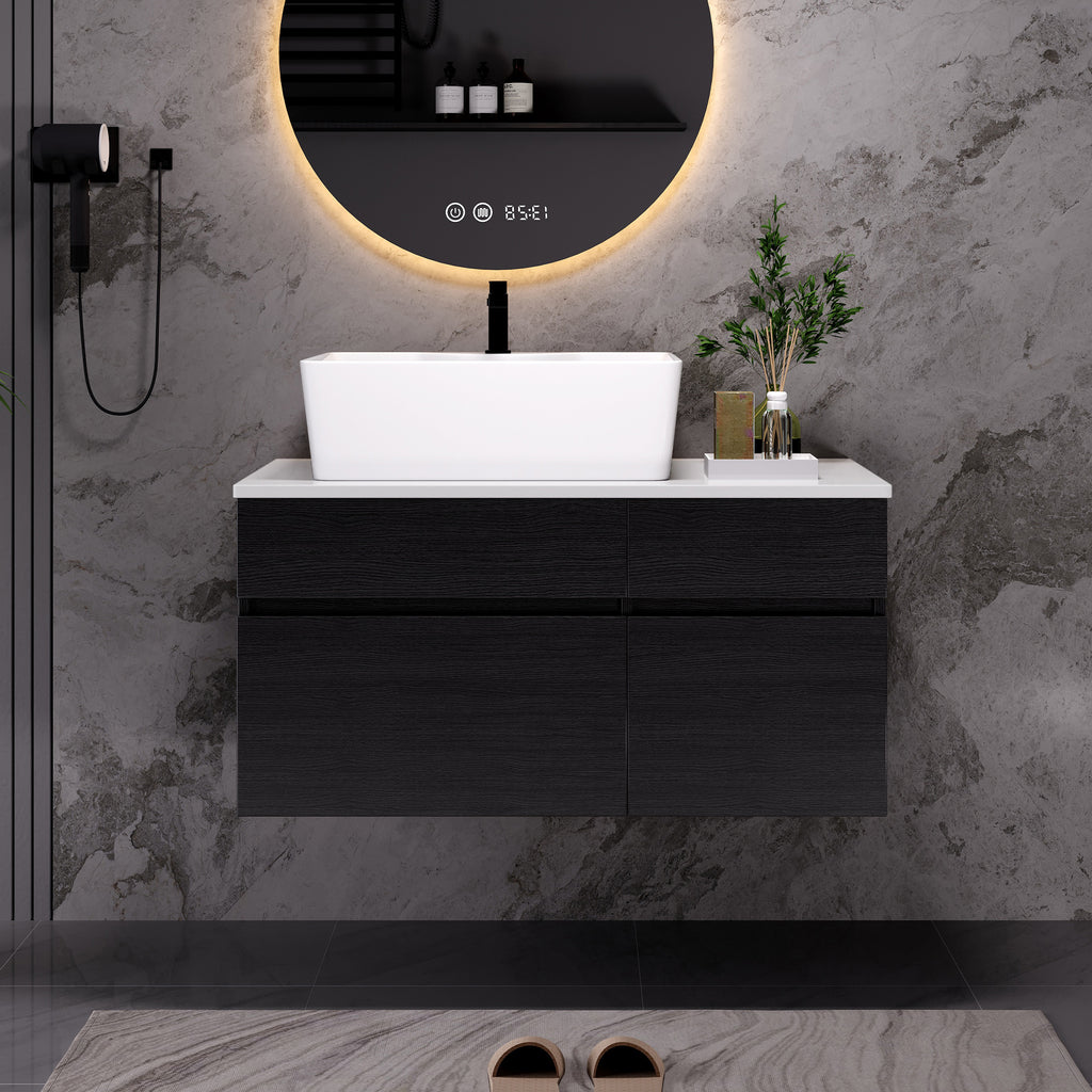 [variant:W5307S00008] Floating Bathroom Vanity with Ceramic Sink – 31.5-Inch image 1