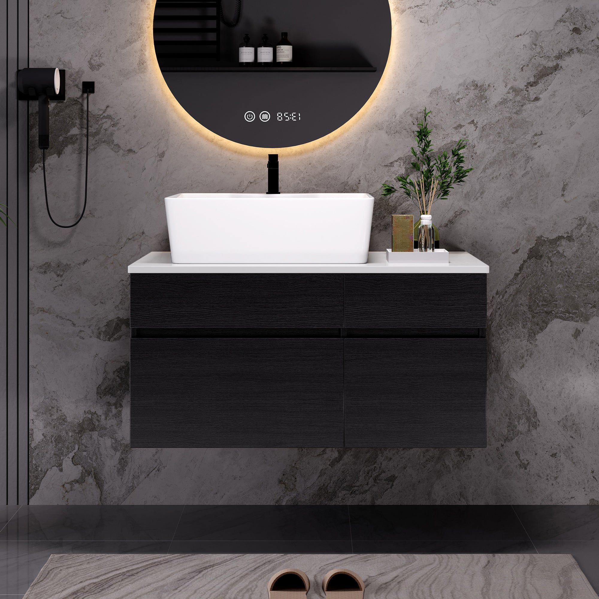 [variant:W5307S00008] Floating Bathroom Vanity with Ceramic Sink – 31.5-Inch image 1