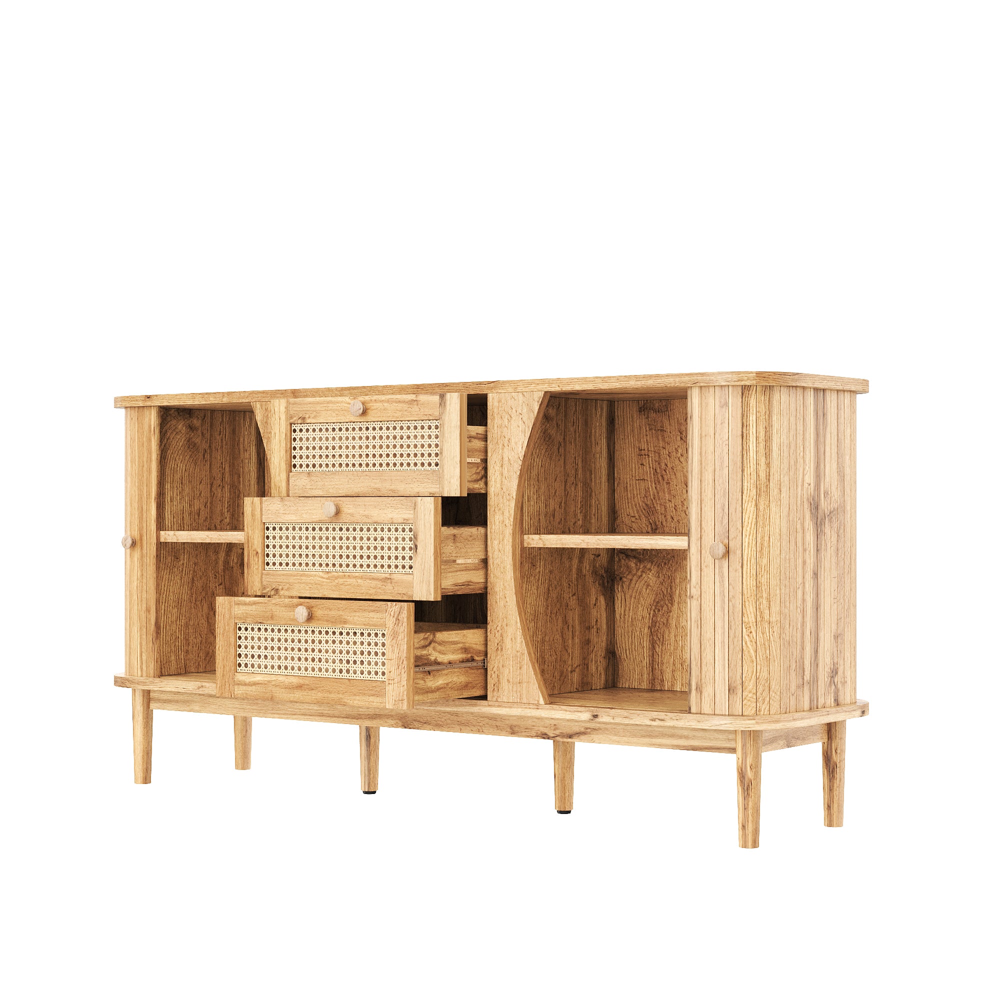 [variant:GA0005O] Rattan Sliding-Door Sideboard – Wood Tone image 15