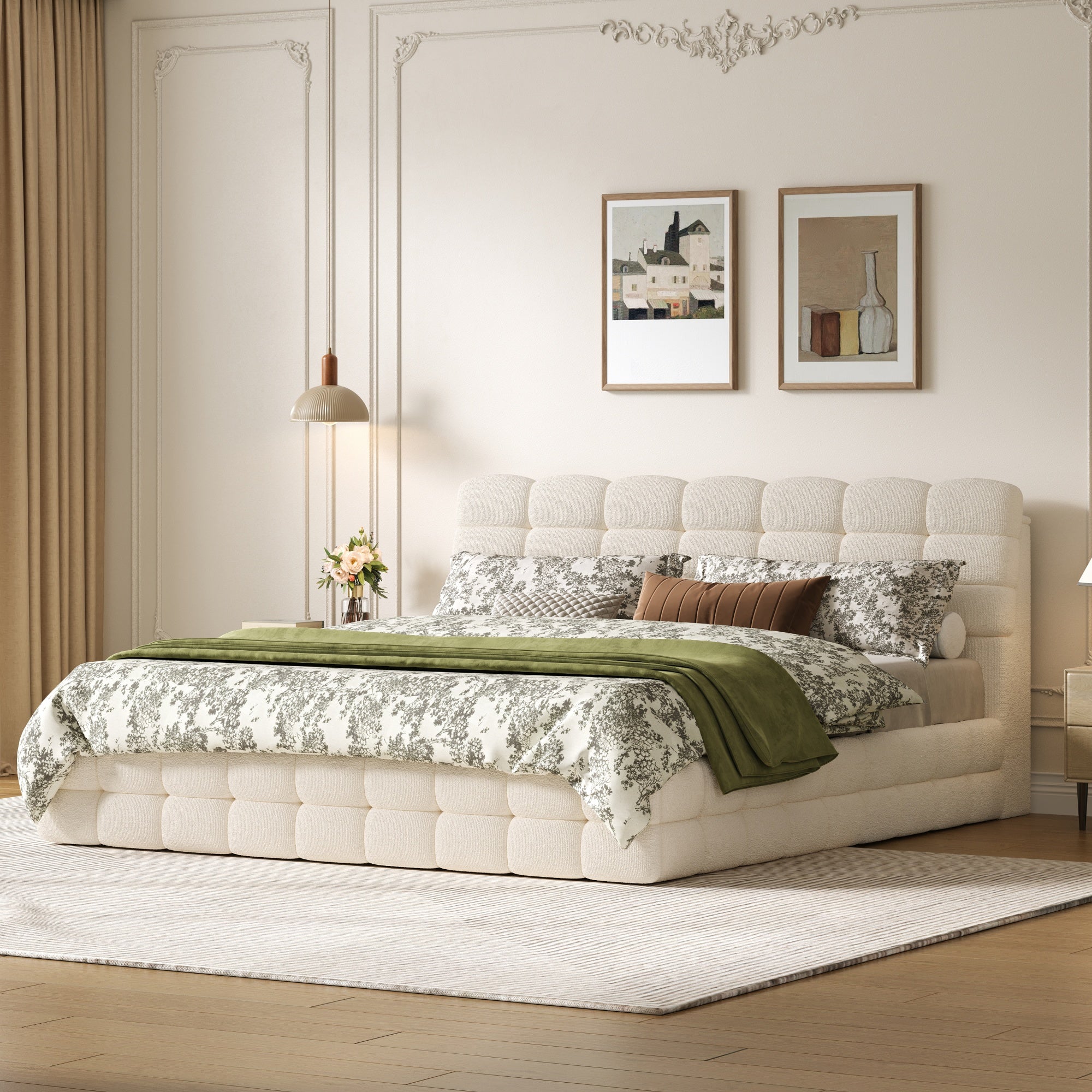 [variant:HS451572AAK] Queen Hydraulic Lift Storage Bed – Cream White image 2