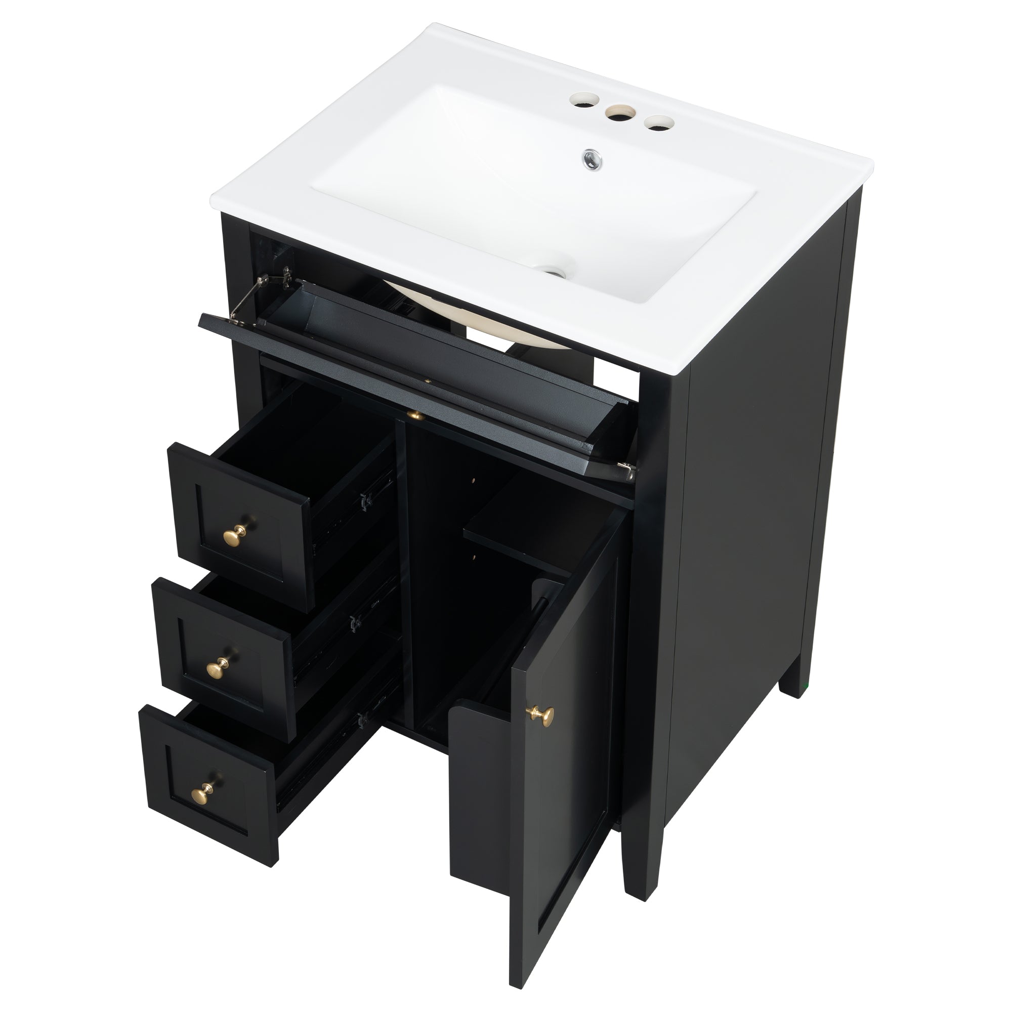 [variant:N725P280631B] Black Bathroom Vanity with Ceramic Sink – 24-Inch image 27