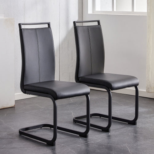 [variant:W3806P404689] Set of 2 Black PU Leather Dining Chairs image 2
