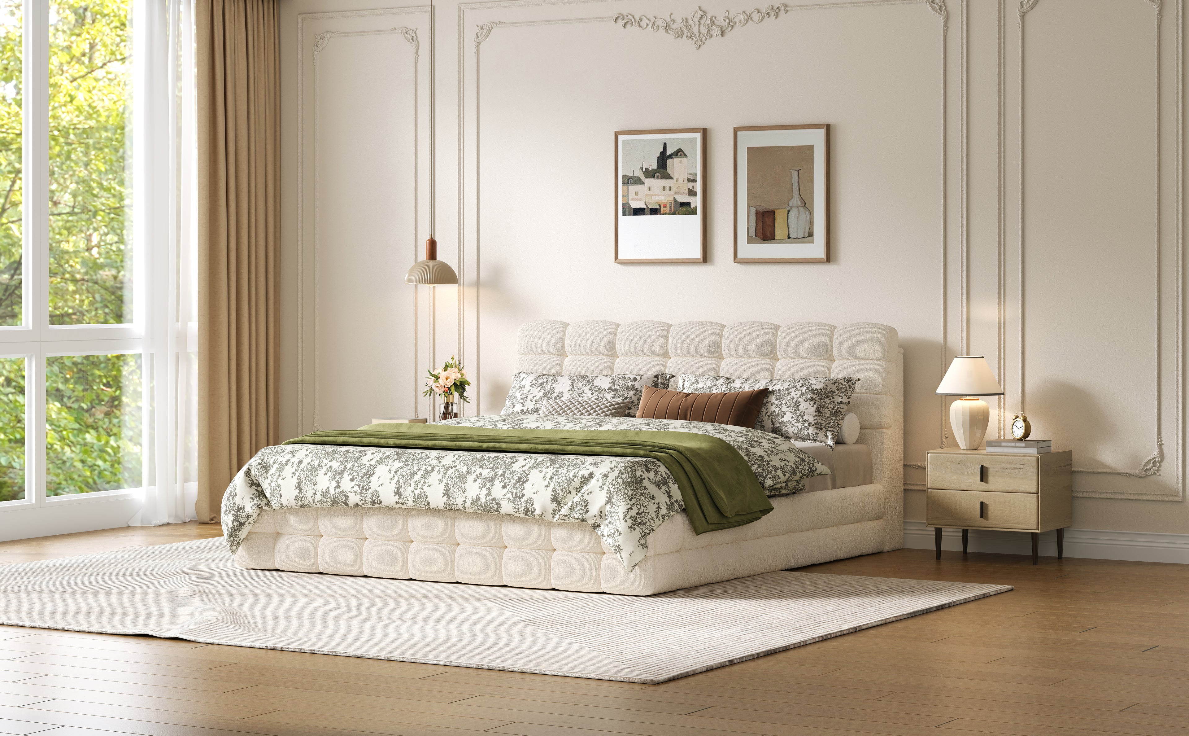 [variant:HS451572AAK] Queen Hydraulic Lift Storage Bed – Cream White image 20