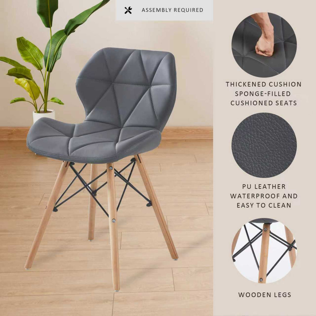Set of 2 Modern PU Leather Dining Chairs — [variant:W3738P431272] Grey image 4