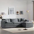 [variant:N851S8687B] 103-Inch Chenille L-Shaped Sectional Sofa with Ottoman image 1