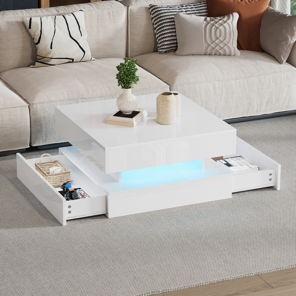 [variant:N892P407973W] White Lift-Top LED Coffee Table with 2 Drawers image 24