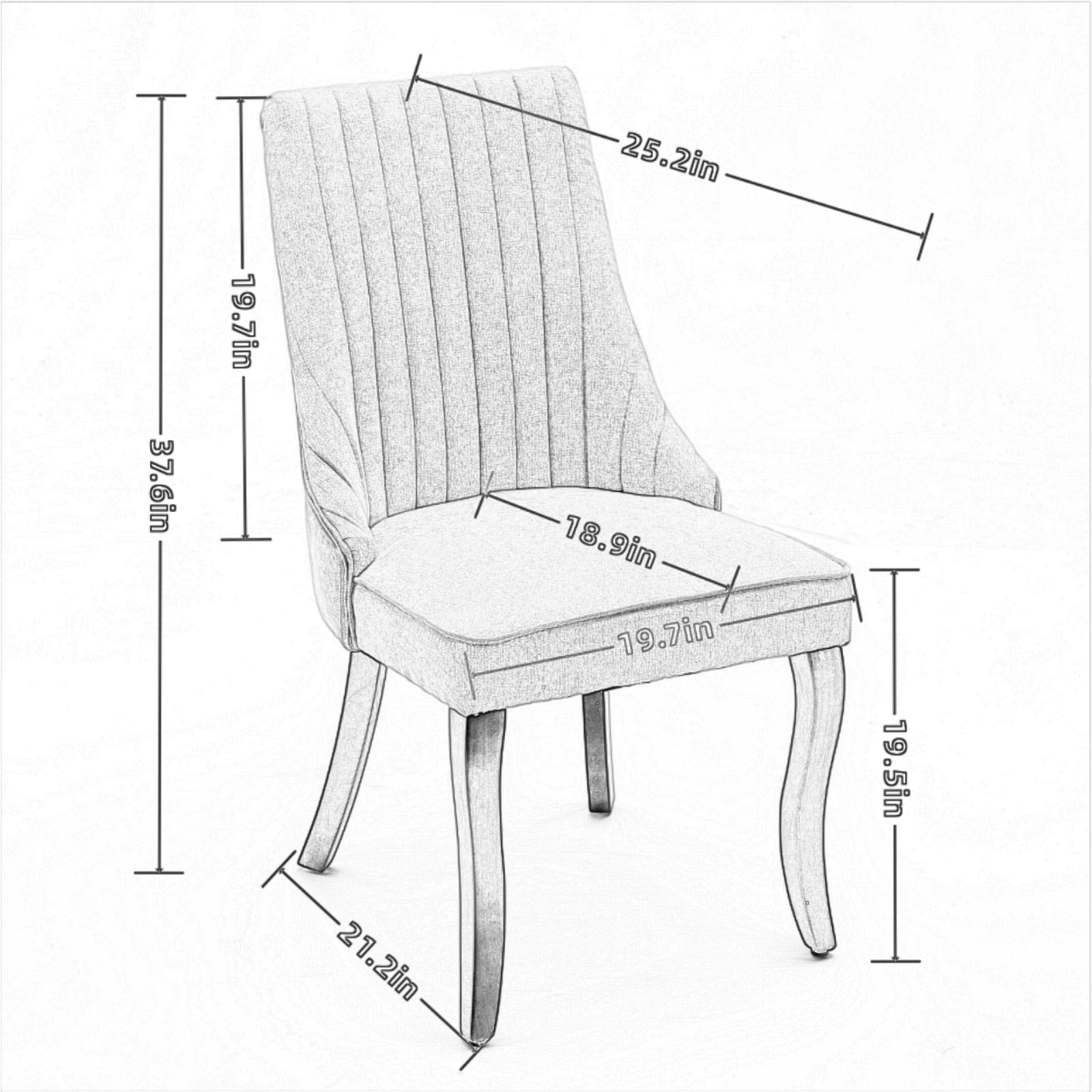 [variant:W5755P474631] Rayon Set of 2 Beige Fabric Dining Chairs image 8