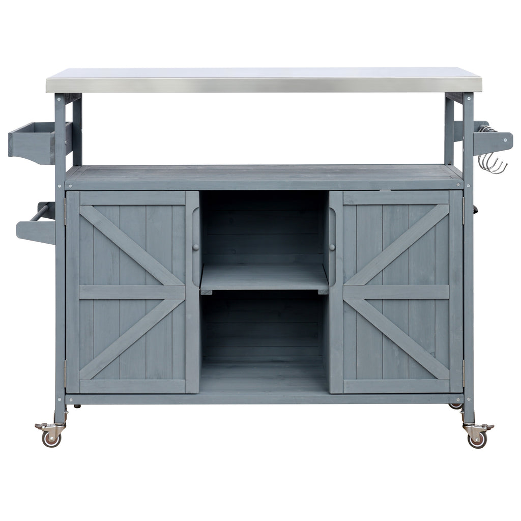 [variant:N853P386114G] Outdoor Grill Cart with Stainless Steel Top – Gray and Blue, 50.25-Inch image 22