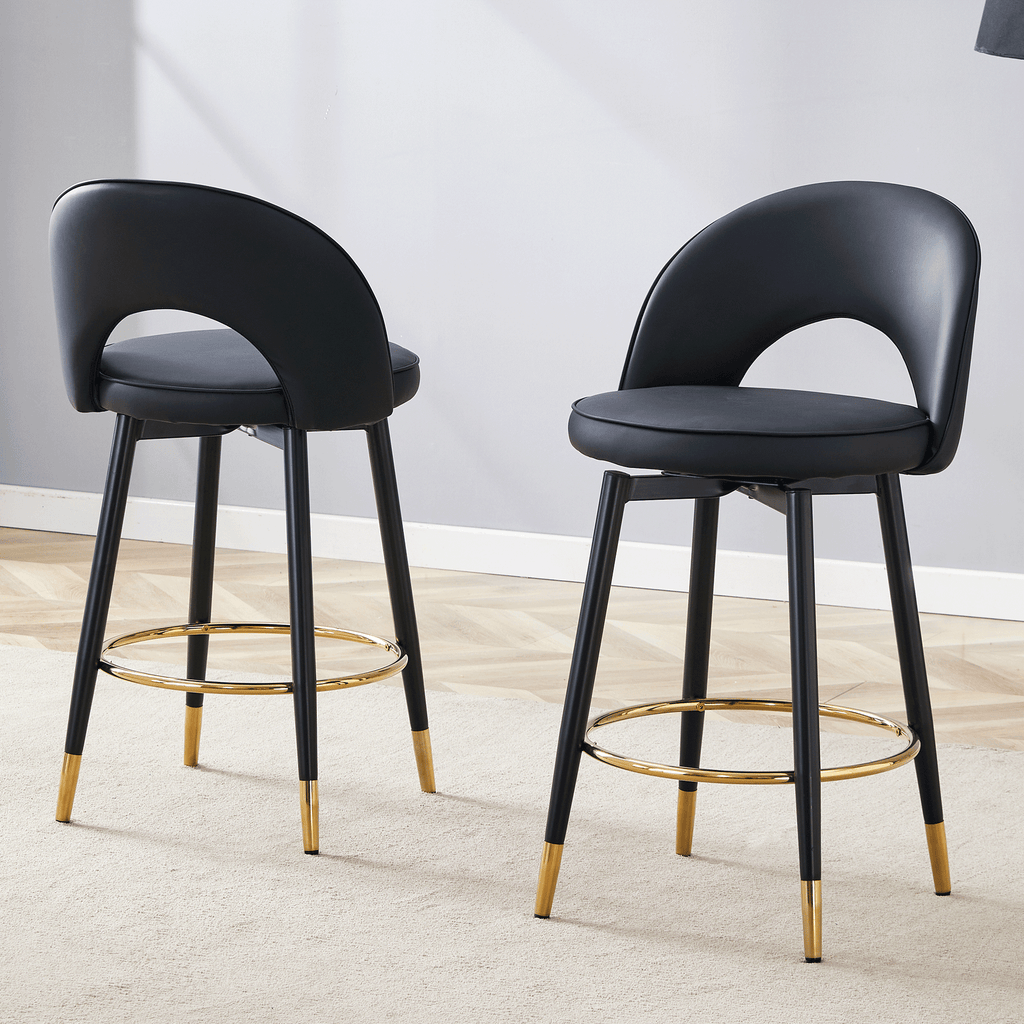 [variant:W3806P404776] 360° Swivel PU Leather Bar Stools – Set of 2 image 2