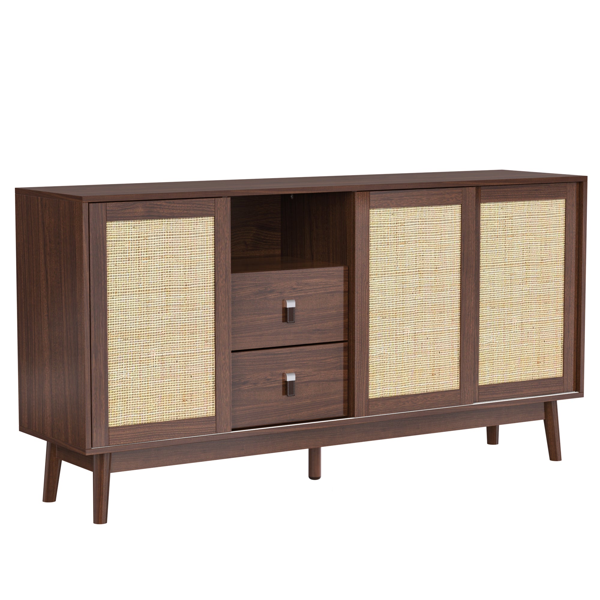 Rattan 3-Door Sideboard with 2 Drawers — [variant:GA0004N] Wood image 10