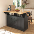 [variant:N853S000006B] Dual-Drop-Leaf Rolling Kitchen Island – Black, 55.75-Inch image 1
