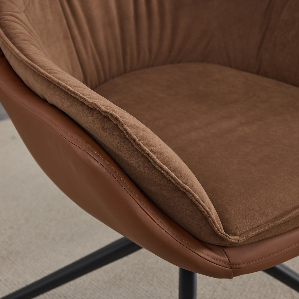 [variant:W5031P479728] Brown Faux Leather Swivel Accent Chair image 6