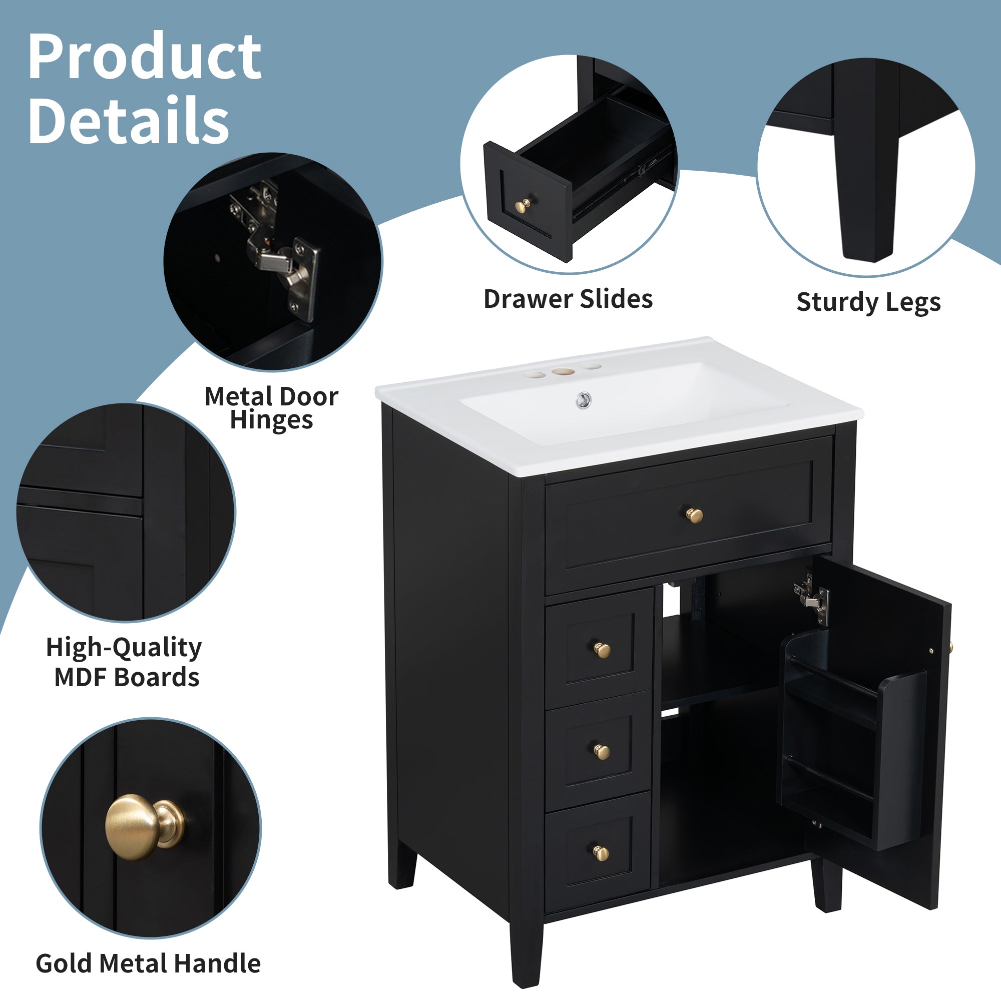 [variant:N725P280631B] Black Bathroom Vanity with Ceramic Sink – 24-Inch image 14