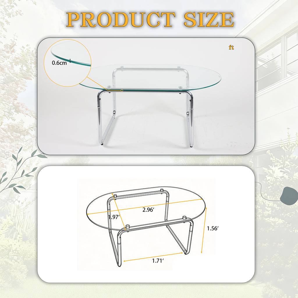 Curved Tempered-Glass Coffee Table — [variant:W3738P499157] Transparent image 5
