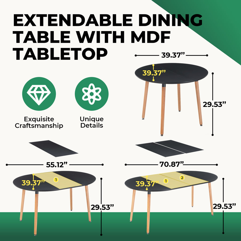 [variant:W3808P403944] Extendable Black Dining Table image 4