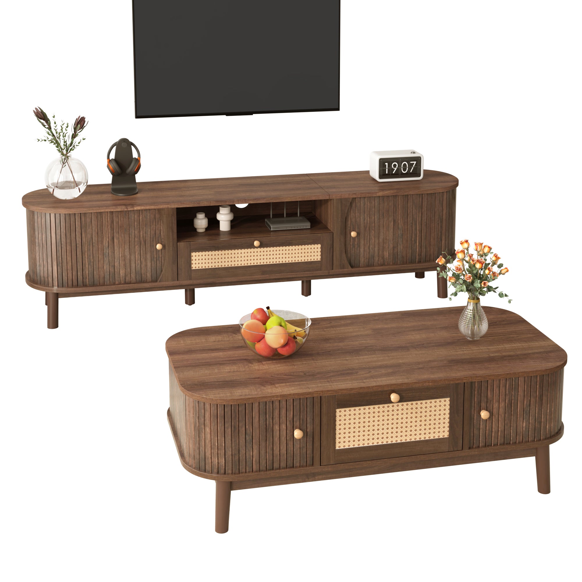 [variant:GA725398N] Walnut TV Stand and Coffee Table Set image 6