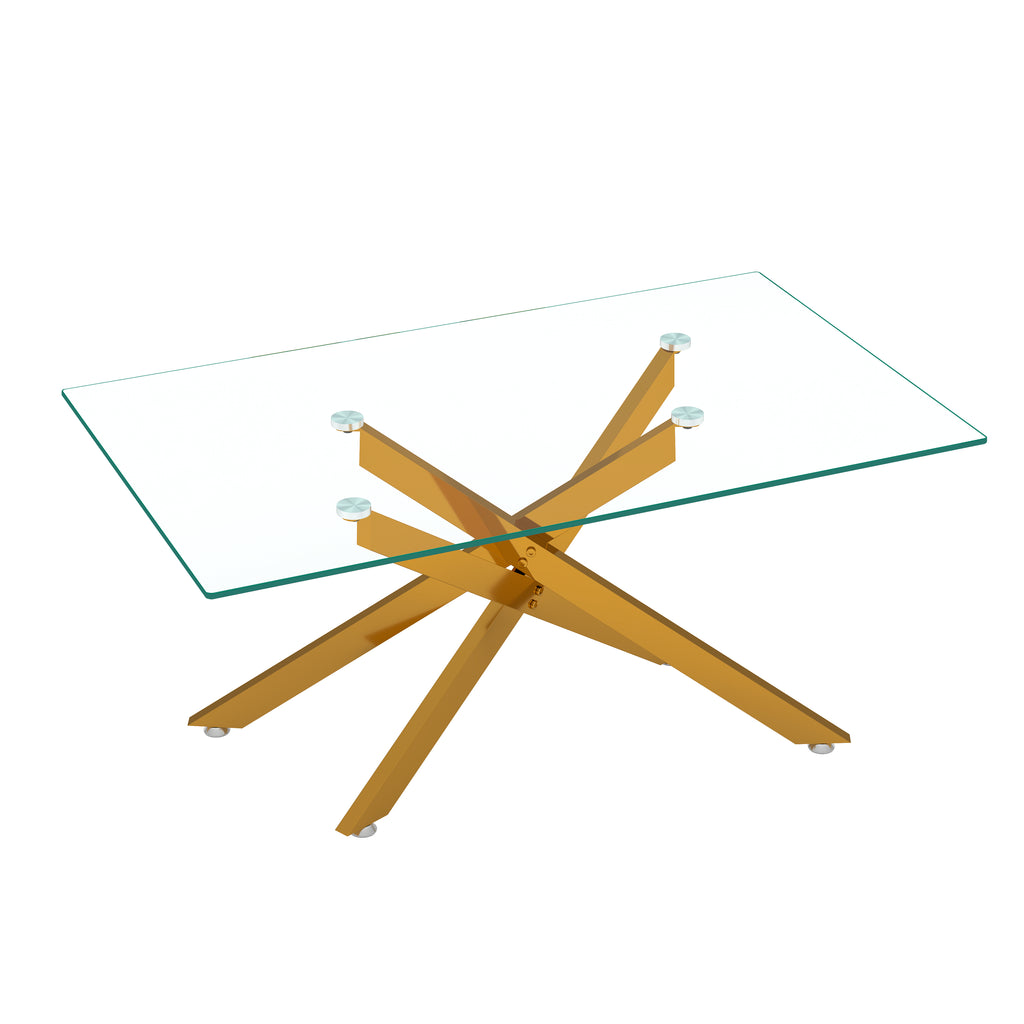 [variant:W3856P411924] 39-Inch Rectangular Glass Coffee Table with Gold Legs image 8