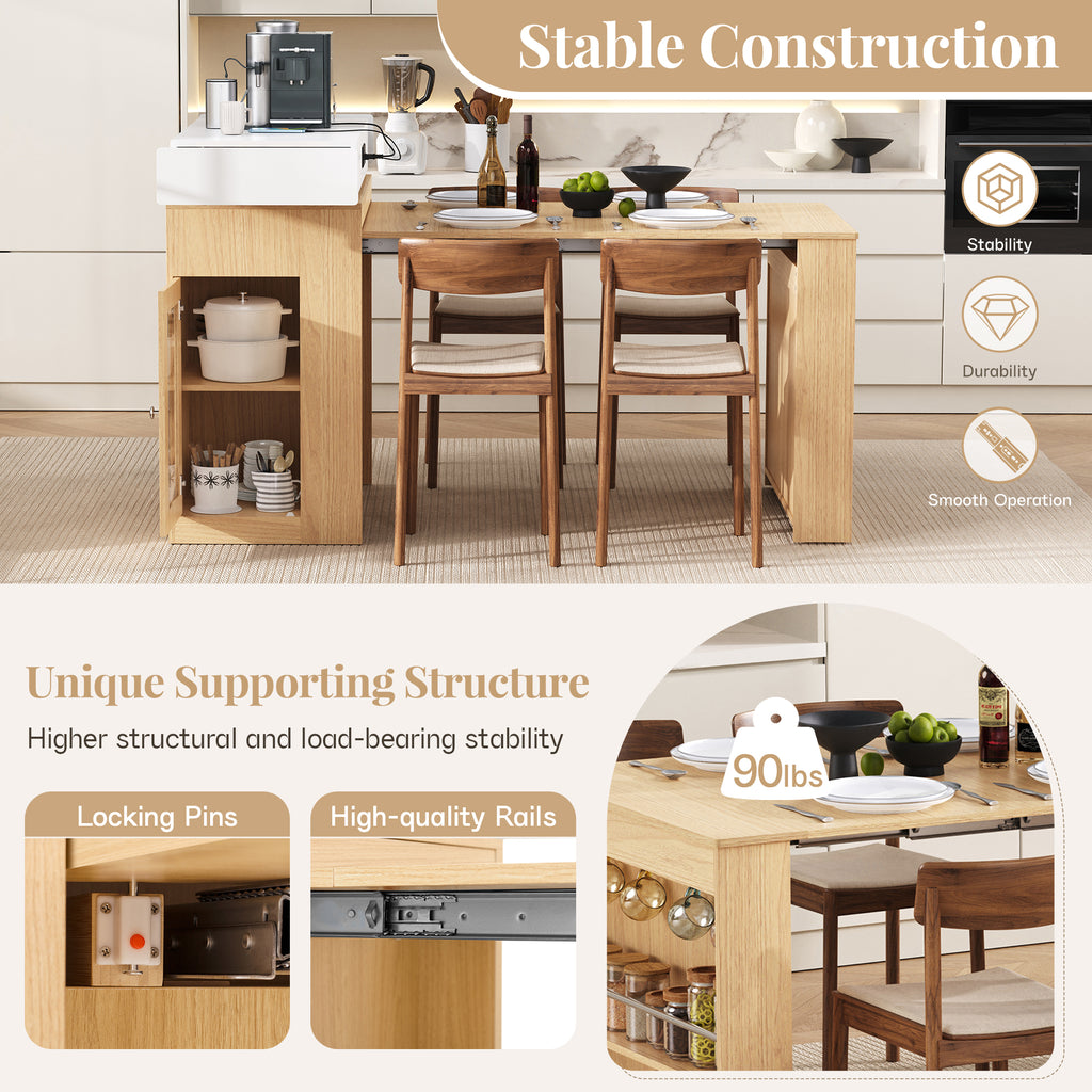 [variant:XW000028AAN-CA] Rolling Kitchen Island with Extendable Table image 27